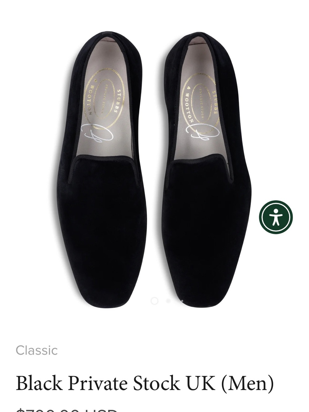 Stubbs & Wootton Black VELVET SLIPPER. Never Worn!! Size US9.5/UK9/EU43